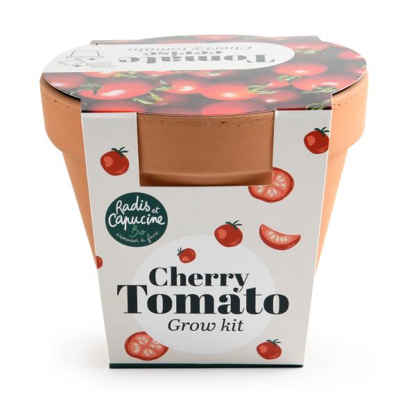 Radis et Capucine - Kit Tomate Cerise Bio - Pot en Terre Cuite - 13 cm - PACKAGING_3D_VERSO